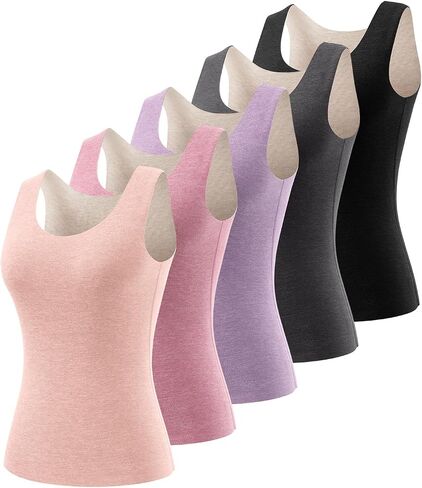 Women's Fleece Lined Thermals Underwear Tops Base Layer Tank Top Vest for Cold Weather 4,5Pairs in Saudi Arabia