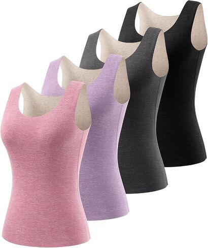 Women's Fleece Lined Thermals Underwear Tops Base Layer Tank Top Vest for Cold Weather 4,5Pairs in Saudi Arabia