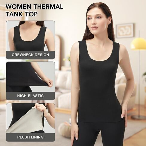 Women's Fleece Lined Thermals Underwear Tops Base Layer Tank Top Vest for Cold Weather 4,5Pairs in Saudi Arabia