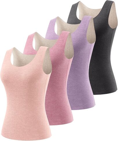 Women's Fleece Lined Thermals Underwear Tops Base Layer Tank Top Vest for Cold Weather 4,5Pairs in Saudi Arabia