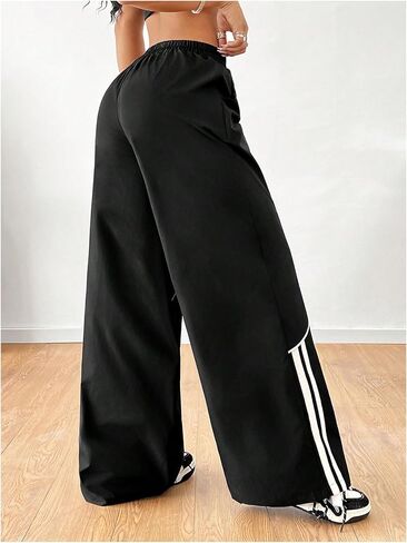 GORGLITTER Women's Contrast Trim Cargo Pants Y2K Elastic Waist Track Pants in Saudi Arabia