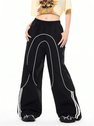 GORGLITTER Women's Contrast Trim Cargo Pants Y2K Elastic Waist Track Pants in Saudi Arabia