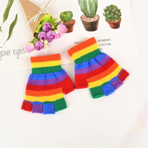 Kids Arm Warmers Gloves Girls Arm Gloves Striped And Rainbow in Saudi Arabia