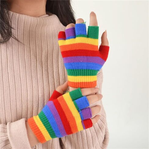 Kids Arm Warmers Gloves Girls Arm Gloves Striped And Rainbow in Saudi Arabia