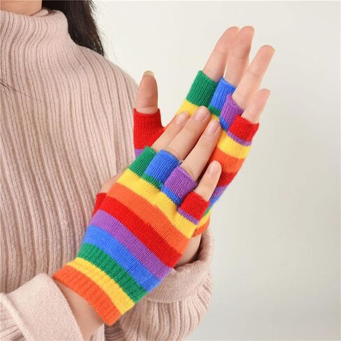 Kids Arm Warmers Gloves Girls Arm Gloves Striped And Rainbow in Saudi Arabia