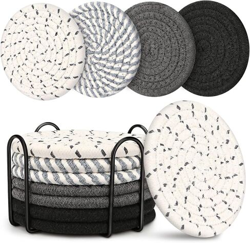 Coasters for Drinks, Coasters for Coffee Table, 8 Pack Coaster, Coasters for Drinks Absorbent, Boho Coasters, Coaster Set 4 - Color Cup Coasters, Coasters for Wooden Table, Living Room Decor in Kuwait