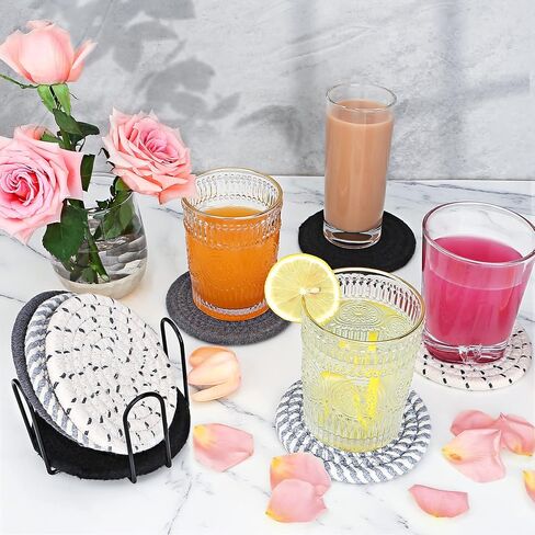 Coasters for Drinks, Coasters for Coffee Table, 8 Pack Coaster, Coasters for Drinks Absorbent, Boho Coasters, Coaster Set 4 - Color Cup Coasters, Coasters for Wooden Table, Living Room Decor in Kuwait