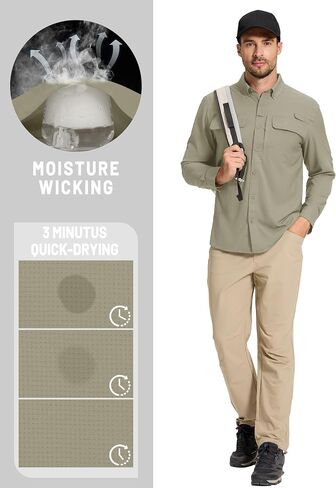 TACVASEN Mens Fishing Shirts Long Sleeve Sun Protection Shirts UPF50+ Quick Dry Button Down Shirts with Zipper Pockets in Saudi Arabia