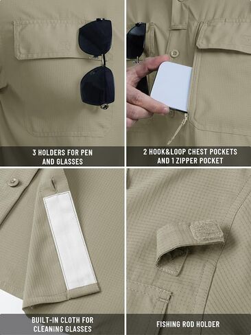 TACVASEN Mens Fishing Shirts Long Sleeve Sun Protection Shirts UPF50+ Quick Dry Button Down Shirts with Zipper Pockets in Saudi Arabia