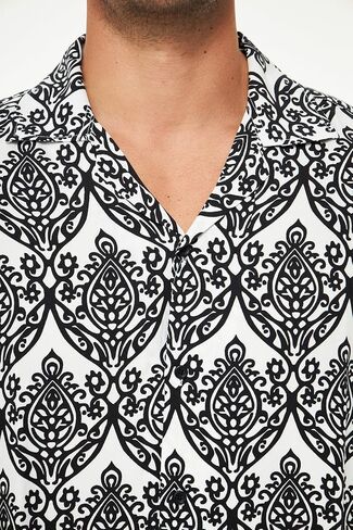Men's Short Sleeve 100% Viscose Hawaiian Shirt Regular Fit Button Closed in Saudi Arabia