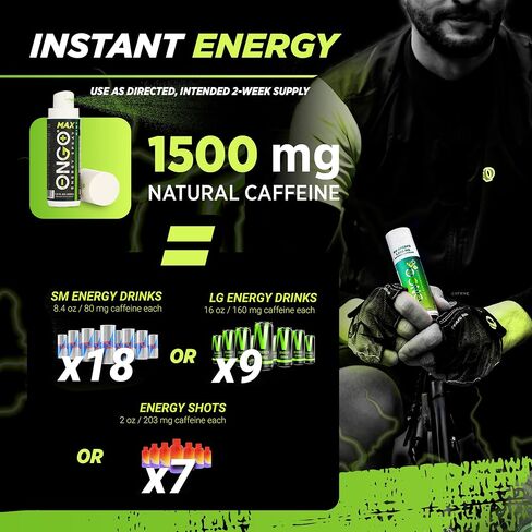 OnGo Energy Spray MAX - 100 ملغ من الكافيين الطبيعي لكل وجبة، طاقة سريعة المفعول مع B3، B6، B12 والتورين - خالي من السكر والغلوتين - 15 حصة، نكهة النعناع، ​​صنع في الولايات المتحدة الأمريكية in Saudi Arabia