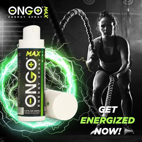 OnGo Energy Spray MAX - 100 ملغ من الكافيين الطبيعي لكل وجبة، طاقة سريعة المفعول مع B3، B6، B12 والتورين - خالي من السكر والغلوتين - 15 حصة، نكهة النعناع، ​​صنع في الولايات المتحدة الأمريكية in Saudi Arabia