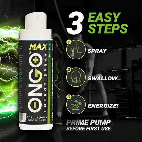 OnGo Energy Spray MAX - 100 ملغ من الكافيين الطبيعي لكل وجبة، طاقة سريعة المفعول مع B3، B6، B12 والتورين - خالي من السكر والغلوتين - 15 حصة، نكهة النعناع، ​​صنع في الولايات المتحدة الأمريكية in Saudi Arabia