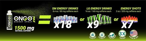 OnGo Energy Spray MAX - 100 ملغ من الكافيين الطبيعي لكل وجبة، طاقة سريعة المفعول مع B3، B6، B12 والتورين - خالي من السكر والغلوتين - 15 حصة، نكهة النعناع، ​​صنع في الولايات المتحدة الأمريكية in Saudi Arabia
