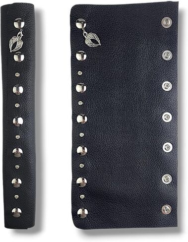BLACK 18" inch Genuine Leather Motorcycle Hair Wrap for Long Hair - Handmade Ponytail Sleeve Long Hair Protector & Saver | Biker Hair Tie Helmet Accessory | Made in USA (18 inch, No Fringe) in Saudi Arabia