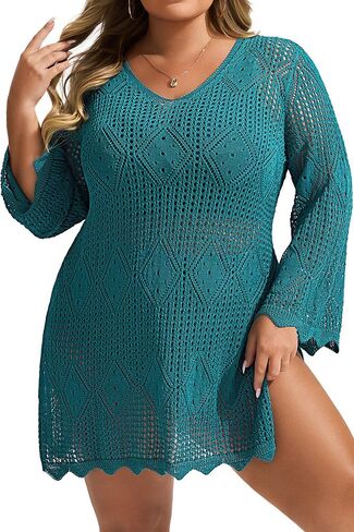 Hanna Nikole Swimsuit Coverup for Women Plus Size Summer Bathing Suit Cover Up Beach Dress Crochet Hollow Out Bikini Swimwear in Saudi Arabia