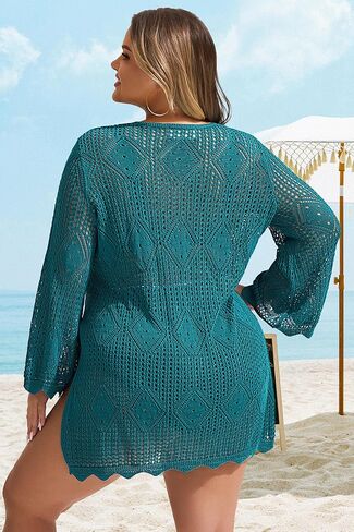 Hanna Nikole Swimsuit Coverup for Women Plus Size Summer Bathing Suit Cover Up Beach Dress Crochet Hollow Out Bikini Swimwear in Saudi Arabia