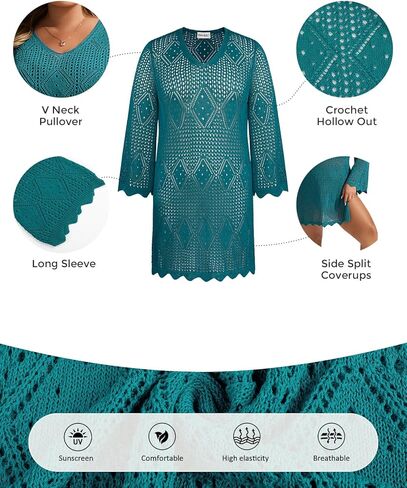Hanna Nikole Swimsuit Coverup for Women Plus Size Summer Bathing Suit Cover Up Beach Dress Crochet Hollow Out Bikini Swimwear in Saudi Arabia