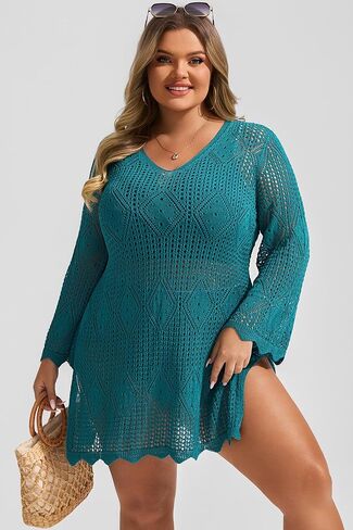 Hanna Nikole Swimsuit Coverup for Women Plus Size Summer Bathing Suit Cover Up Beach Dress Crochet Hollow Out Bikini Swimwear in Saudi Arabia
