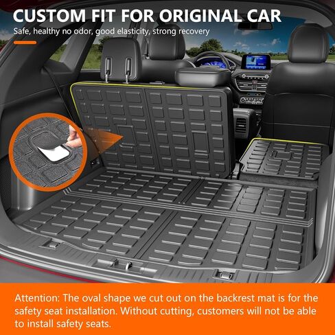 powoq Cargo Liner Compatible with 2020-2024 Ford Escape Trunk Mat All Season Protection TPE Cargo Mat Replacement for 2020 2021 2022 2023 2024 Ford Escape Accessories (Trunk Mat+Backrest Mat) in Saudi Arabia