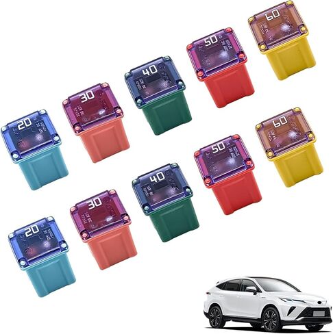 10PCS(20A 30A 40A 50A 60A) Car Fuse Combination, Tall/Standard and Low Profile Box Shaped Automotive Fuses,Compatible with Nissan Pickup, Ford, Chevrolet,and Other Vehicle Type Fuses. (Low) in Kuwait