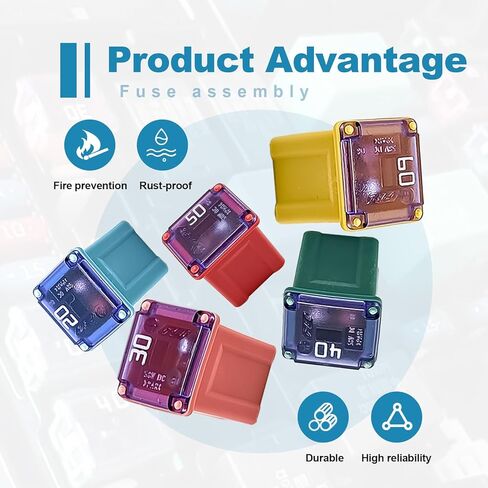 10PCS(20A 30A 40A 50A 60A) Car Fuse Combination, Tall/Standard and Low Profile Box Shaped Automotive Fuses,Compatible with Nissan Pickup, Ford, Chevrolet,and Other Vehicle Type Fuses. (Low) in Kuwait