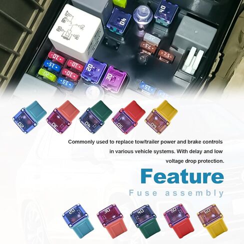 10PCS(20A 30A 40A 50A 60A) Car Fuse Combination, Tall/Standard and Low Profile Box Shaped Automotive Fuses,Compatible with Nissan Pickup, Ford, Chevrolet,and Other Vehicle Type Fuses. (Low) in Kuwait