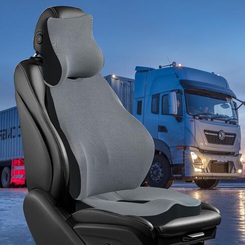 BALAPET Set Truck Seat Cushion, Memory Foam Truck Seat Cushions for Truck Drivers, Semi Truck Truck Driver Seat Pad & Back and Neck Support Set, Semi Truck Driver Accessories (Black) in Saudi Arabia