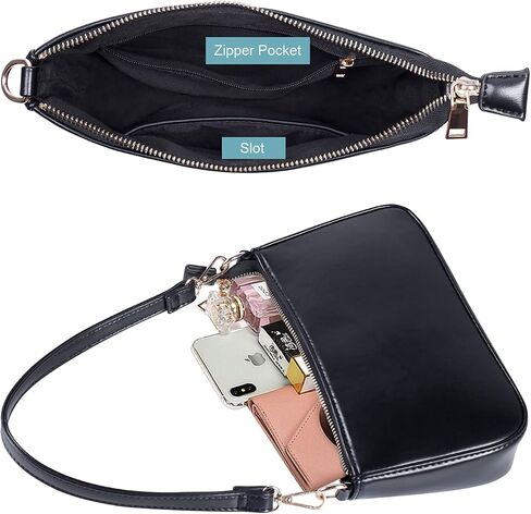 NIUEIMEE ZHOU Shoulder Bag for Women Retro Vegan Leather Classic Clutch Tote HandBags Purses with Zipper Closure in Kuwait