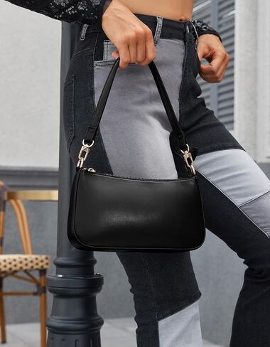 NIUEIMEE ZHOU Shoulder Bag for Women Retro Vegan Leather Classic Clutch Tote HandBags Purses with Zipper Closure in Kuwait