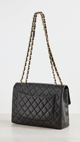 WHAT GOES AROUND COMES AROUND Women's Pre-Loved Chanel Black Lambskin Hal Flap Jumbo Bag in Saudi Arabia