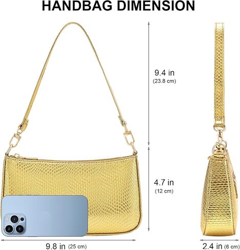 NIUEIMEE ZHOU Shoulder Bag for Women Retro Vegan Leather Classic Clutch Tote HandBags Purses with Zipper Closure in Kuwait