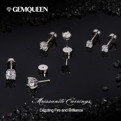 Moissanite Earrings Studs Hypoallergenic 14K Gold Plated Flat Back Earring Sterling Silver Earrings for Women Men - 3 Pairs Earring Set Cartilage Helix Piercing Jewelry D Color VVS1 1.8CT in Kuwait