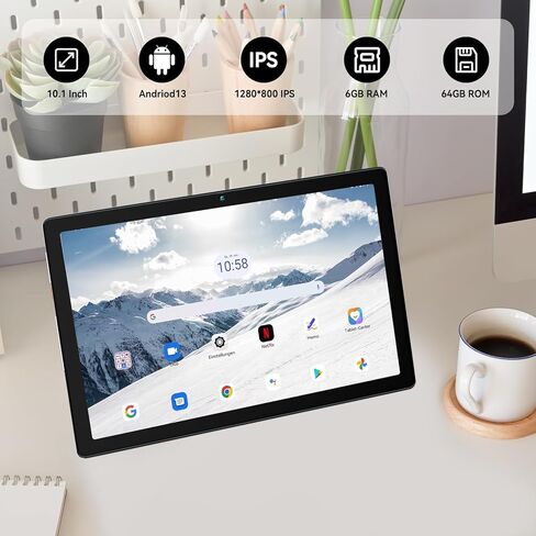 10.1 Inch Tablet, 8GB RAM 128GB ROM 1TB Expand, Android 13 Tablet， Octa-core Processor, 1280x800 IPS HD Touch Screen Tablet, Dual Camera, Bluetooth, 5000mAh Battery (Black) in Saudi Arabia