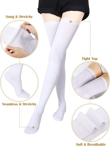 SATINIOR Extra Long Socks Thigh High Cotton Socks Extra Long Knee Boot Stockings for Women in Saudi Arabia