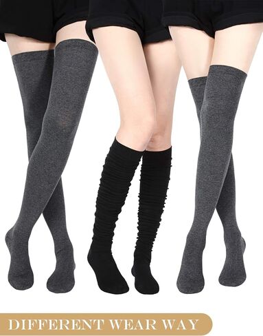 SATINIOR Extra Long Socks Thigh High Cotton Socks Extra Long Knee Boot Stockings for Women in Saudi Arabia