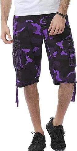 Mens Camo Cargo Shorts Cotton Multi-Pocket Outdoor Camouflage Cargo Shorts in Kuwait