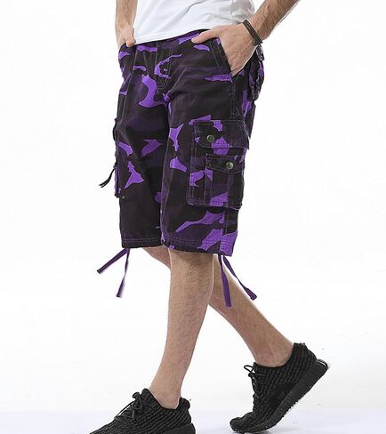 Mens Camo Cargo Shorts Cotton Multi-Pocket Outdoor Camouflage Cargo Shorts in Kuwait