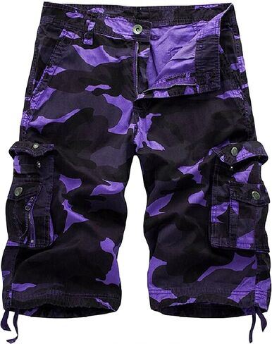 Mens Camo Cargo Shorts Cotton Multi-Pocket Outdoor Camouflage Cargo Shorts in Kuwait
