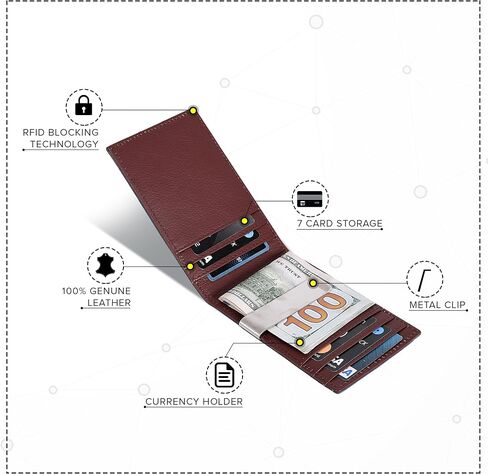 ESTALON Thin Leather Wallet For Men | Minimalist Design | Multiple Card Holder | RFID Blocked (Brown Crazy Horse) in Saudi Arabia