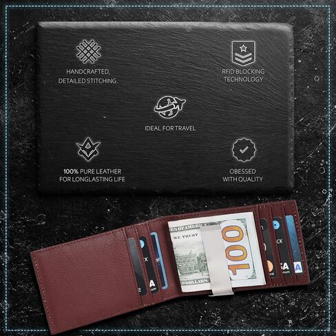 ESTALON Thin Leather Wallet For Men | Minimalist Design | Multiple Card Holder | RFID Blocked (Brown Crazy Horse) in Saudi Arabia