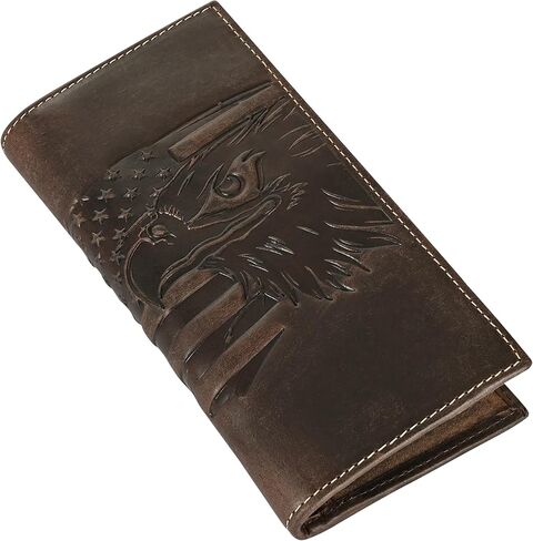 ELIZO محفظة جلدية طويلة للرجال محفظة غربية Rodeo للرجال محفظة مسطحة ثنائية الطي للرجال محفظة لراكبي الدراجات النارية للرجال محفظة رعاة البقر محفظة RFID للرجال مع حامل بطاقة الائتمان in Kuwait