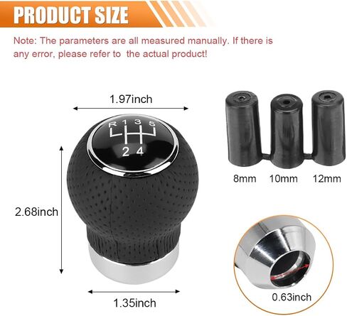Car Shift Knob, 6 Speed Car Transmission Shift Head, Black Leather Shift Handle, Universal Shift Knob Lever Kit, Automatic or Manual Transmission Gear Shift Knob (Black 6-Stop R, Round) in Saudi Arabia