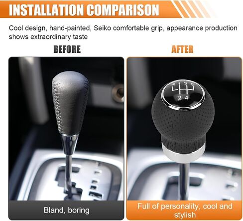Car Shift Knob, 6 Speed Car Transmission Shift Head, Black Leather Shift Handle, Universal Shift Knob Lever Kit, Automatic or Manual Transmission Gear Shift Knob (Black 6-Stop R, Round) in Saudi Arabia