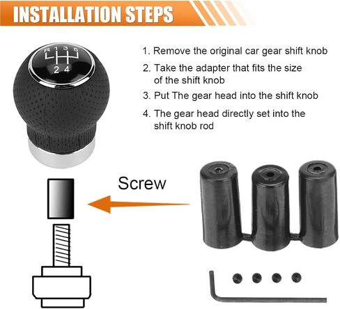 Car Shift Knob, 6 Speed Car Transmission Shift Head, Black Leather Shift Handle, Universal Shift Knob Lever Kit, Automatic or Manual Transmission Gear Shift Knob (Black 6-Stop R, Round) in Saudi Arabia