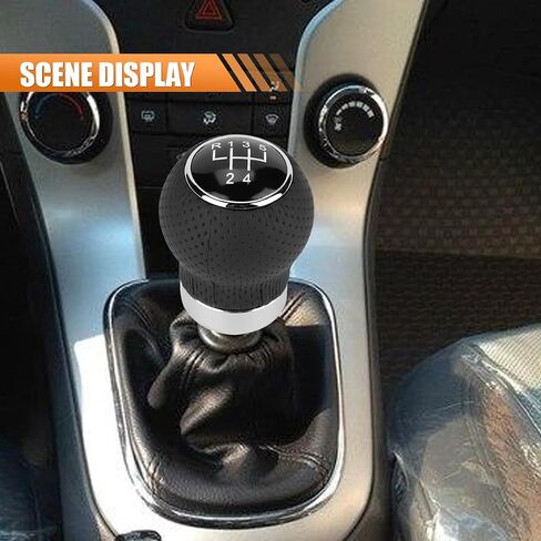 Car Shift Knob, 6 Speed Car Transmission Shift Head, Black Leather Shift Handle, Universal Shift Knob Lever Kit, Automatic or Manual Transmission Gear Shift Knob (Black 6-Stop R, Round) in Saudi Arabia