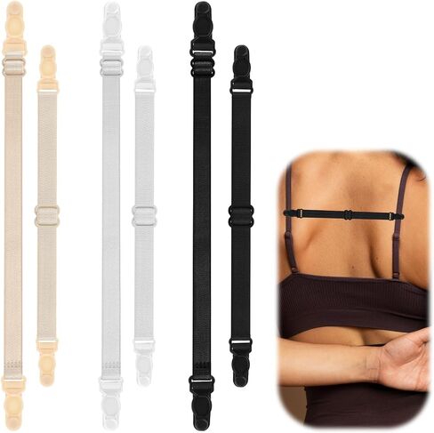 3 Pairs Bra Strap Holders for Slipping, Elastic Bra Strap Extender, Adjustable Bra Strap Clips to Make Racerback Conceal Straps Bra Accessories for Women(Black, White, Beige) in Saudi Arabia