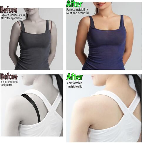 3 Pairs Bra Strap Holders for Slipping, Elastic Bra Strap Extender, Adjustable Bra Strap Clips to Make Racerback Conceal Straps Bra Accessories for Women(Black, White, Beige) in Saudi Arabia