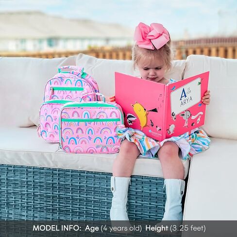 mibasies Kids Lunch Box for Girls and Boys, Insulated and Reusable Lunch Bag, Pink Rainbow in Kuwait