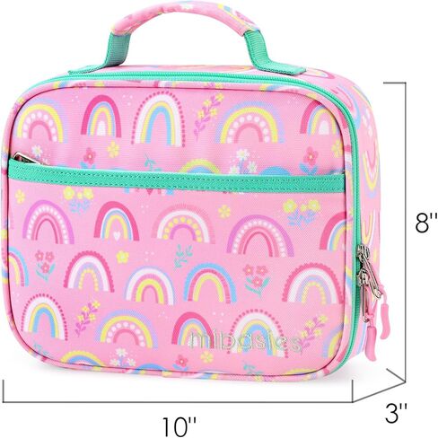 mibasies Kids Lunch Box for Girls and Boys, Insulated and Reusable Lunch Bag, Pink Rainbow in Kuwait